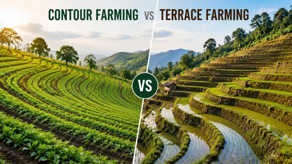 difference between contour farming and terrace farming