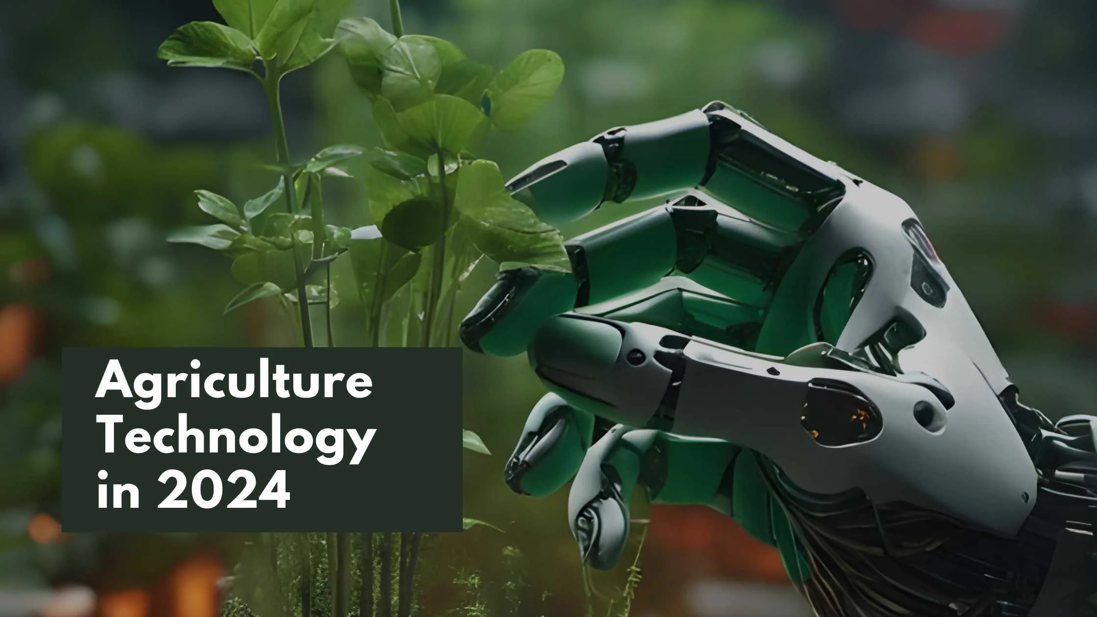 Robot touching a plant explaining as an Agriculture technology