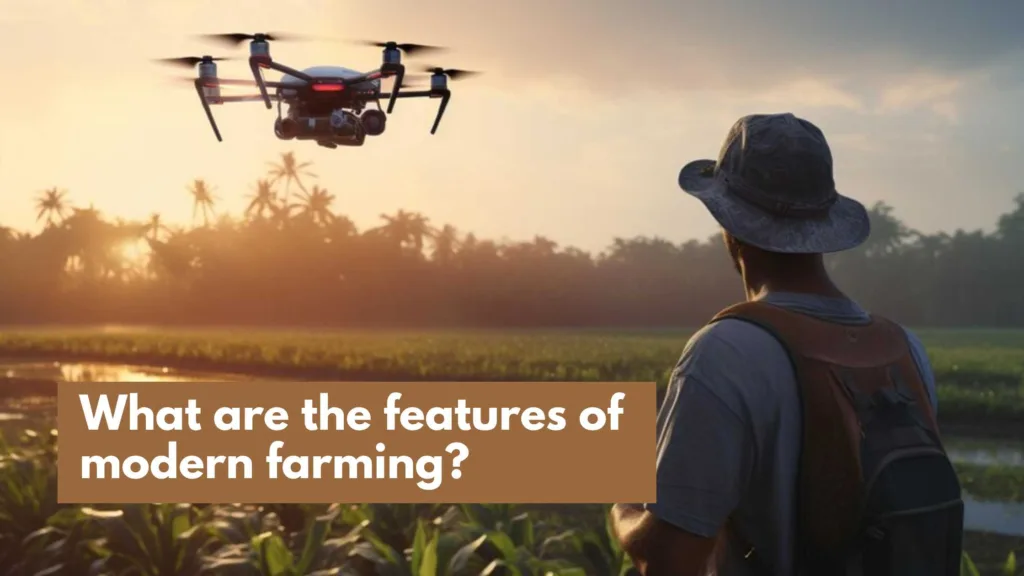 pictures stating the modern farming techniques by using drone in a crop field by a person